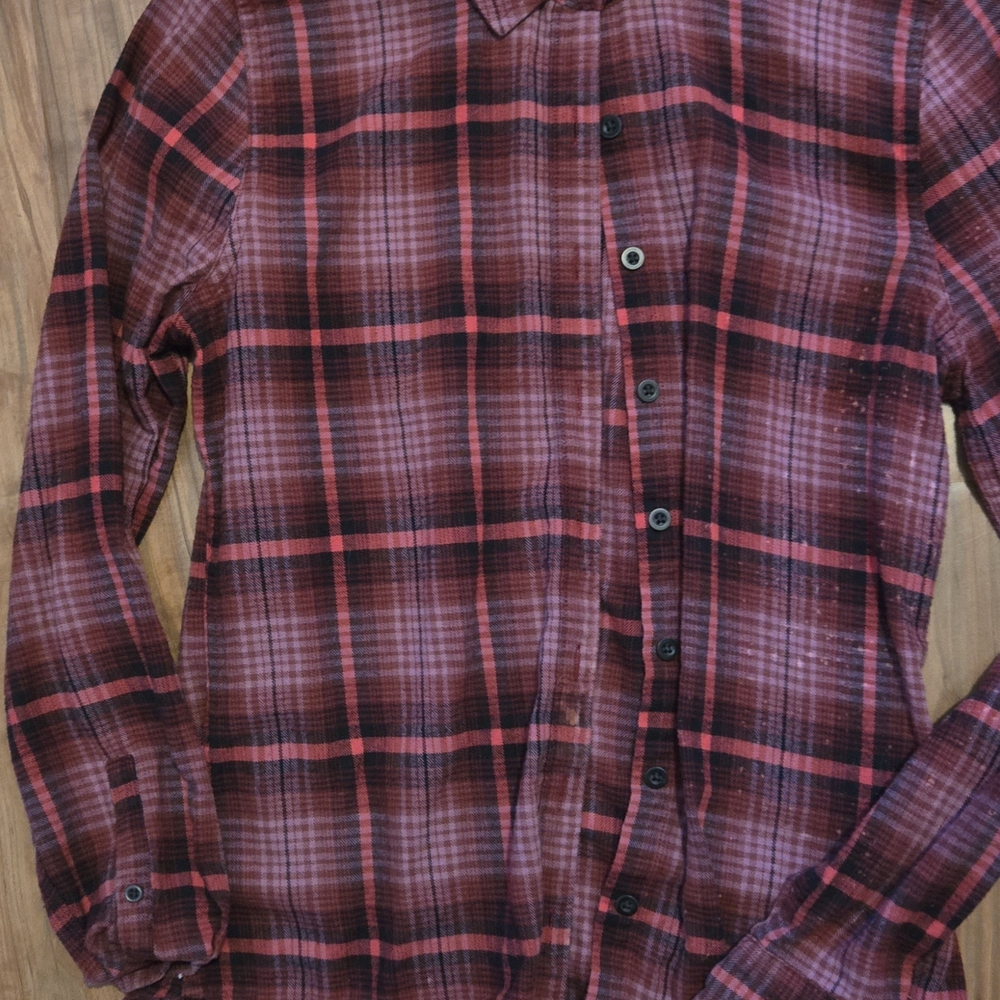 Goodthreads Burgundy and Black Plaid Shirt